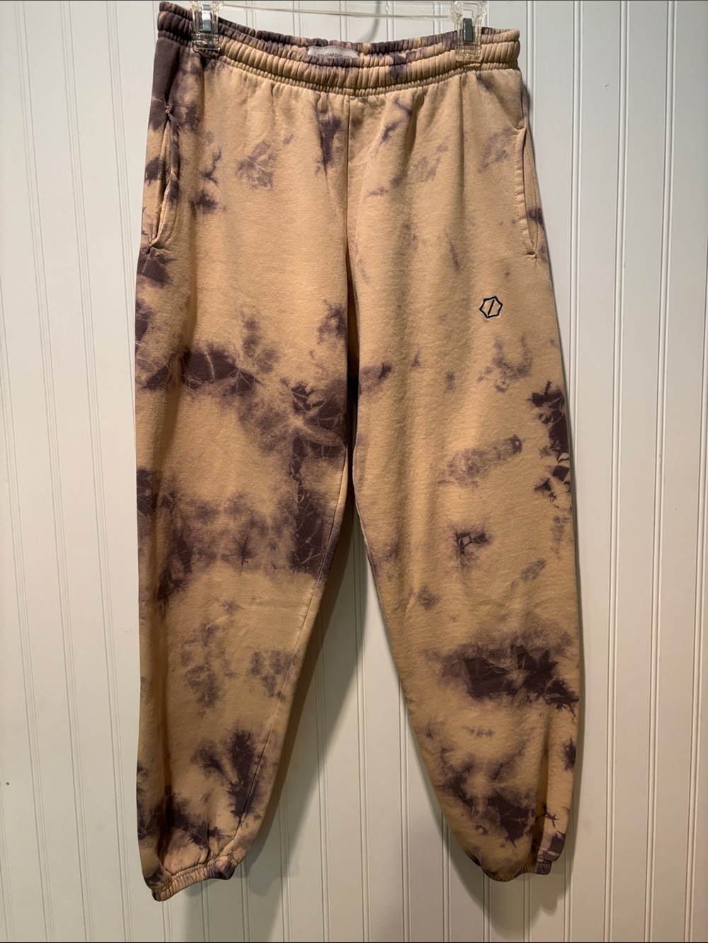 Standard/Cloth Tie Dye Cream & Purple Sweatpants Size S